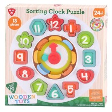  SORTING CLOCK PUZZLE - 13 PCS (PINE WOOD)