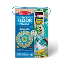 Melissa & Doug Round the Shore Tracks Cardboard Jigsaw Floor Puzzle With Wind-Up Vehicles (48 Pcs)